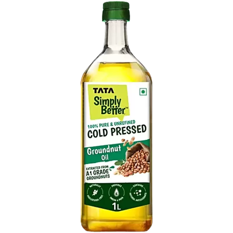 Tata Simply Better Pure & Unrefined Cold Pressed Groundnut Oil, 1 L